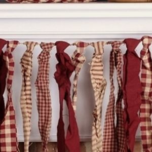 Red Fabric Ties Garland ~Primitive/Rustic/Country/Valentine's/Christmas